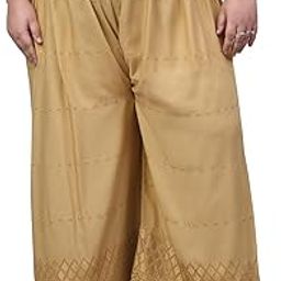 Women's Lucknow Chicken Art Work Embroidered Rayon Plus Size Palazzo-31
