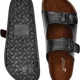 Men's Dual Buckle Leather Comfort Sandals, EVA Sole-image-29