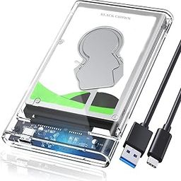 BLACK CROWN 2.5 Inch Type C Trnsparent Sata Casing 2.5 inch USB 3.1 External Hard Drive Enclosure, USB 3.0 to Type C Portable Hard Disk for HDD and SSD, Support SATA III.-image-68
