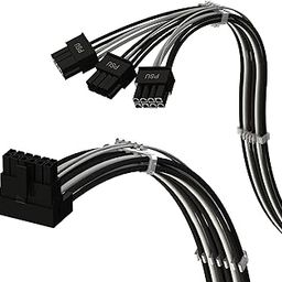 LINKUP - AVA Left Angle PCIE 5.0 16 Pin (12+4) to 3x8 Pin | 16AWG Sheathed | Compatible with RTX40 & RTX30 FE Graphics Cards | Designed for ASUS/EVGA Power Supplies | 70cm-picture-12