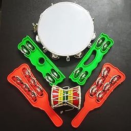 SG Musical Plastic Hand Taal, Khartal, Damru or 08 inchi Dafli combo set Indian Musical Instrument Professional Sound like Classical Music Art Instrument Bhakti use Bhajan and Kirtans-picture-15