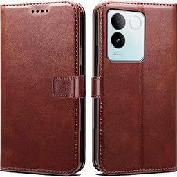 Flip Case for Vivo T2 Pro 5G | Card Slots, Magnetic Closure, Brown-image-32