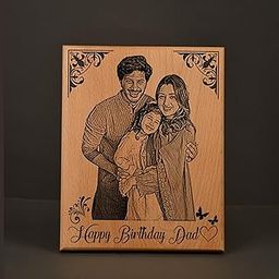 Giftairs Personalized Engraved Wooden Frame Birthday Gifts Dad/Mom/Huaband,Personalized photo frame/Personalise wooden plaque/family photo frame (4x5 inch)-5