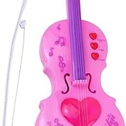 UJEAVETTE® Toy 4 String Pink Music Electric Violin Learning for Birthday Gift Beginner Kids-image-29