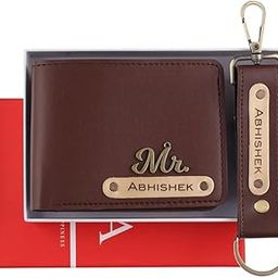 Personalized Name & Charm - Wallet & keychain Combo Mens GiftSet (Darkbrown)-image-30