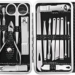 HANUMATE 16 pc Stainless Steel Manicure & Pedicure Set – Professional Grooming Kit with Leather Case-image-67