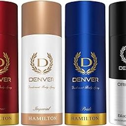 Denver Pride, Imperial, Honour - 165 ML Each & Black code- 150 ML Deodorant For Men, Pack of 4-1