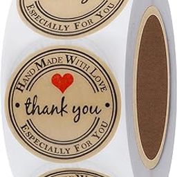 Onpalm Enterprise 500pcs Watercolor Thank You Stickers, Round Thank You Adhesive Sticker for Small Business Wedding Supplies Packing Stickers Gift Wrap (1, Thank You Handmade with Love)-image-95