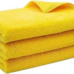 Microfiber Car Cleaning Cloth Pack of 3, Yellow - Soft 400 GSM Extra Large (40x60 CM) Microfiber Cloth for Car and Bike - Suede Edging for Scratchless Drying and Detailing-image-90