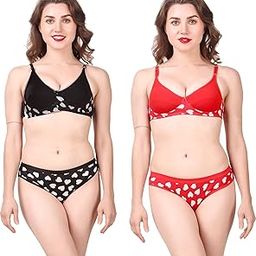 Women Stylish Cotton Bra and Underwear Set (DIL Sets_RedBlack_30pt)-image-6