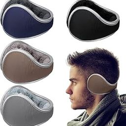 4 Pcs Winter Ear Muffs for Men Ear Warmers Waterproof Ear Covers with Reflective Stripe Unisex Ear Muffs 4 Colors (Black, Blue, Brown, Gray)-image-8