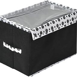 Kuber Industries Dot Printed Multiuses Large Non-Woven Storage Box/Organizer With Tranasparent Lid (Black) -44KM0421-image-43