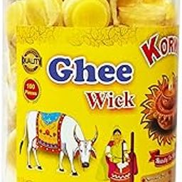 KORWIN Arti Ghee Cotton Wick Puja Material Cow Ghee Diya Batti Pooja Item (Pack of 100 Pieces) Wax Free Handmade Jyot Baati-image-36