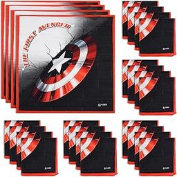 Marvel Captain America Shield Handkerchiefs | Cotton Handkerchiefs for Boys | Handkerchiefs for Girls | Rumal for Boys & Girls | Hankies for Gifting | Pack of 24 | Red-image-37