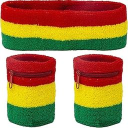 Unisex Sweatband Set (3-Pack: 2 Wristbands with Zipper/Wrist Wallet & 1 Headband)-image-6