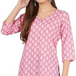 Pink Sweetheart Neck 3/4 Sleeves Printed Pure Cotton Kurti – Elegant, Comfortable, and Stylish Ethnic Wear for Women-image-14