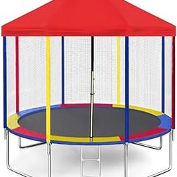 STEP OVER 6FT,8FT,10FT,12FT, 14FT, 16FT TUV Approved Trampoline (12 feet with Canopy) for Kids/Adults || Waterproof Canopy || Indoor/Outdoor ||Enclosure net and Poles || Heavy Duty || 2025 Edition-image-9