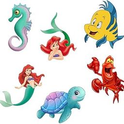 Mermaid Theme Birthday Decoration Cutouts (6 inches / 250 GSM Cardstock/Mixcolour / 12Pcs)-image-7