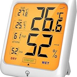 Real Instruments ThermoPro TP53 Digital Thermo Hygrometer Humidity Gauge Indicator Digital Indoor Thermometer Room Temperature and Humidity Monitor with Touch Backlight (TP-53)-94