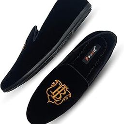 Present Z-Black Embroidered Velvet Loafers Shoes for Men and Boys (FSL-2017)-image-91