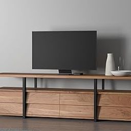 INMARWAR 69 Inch Wooden TV Entertainment Unit for Living Room and Bedroom | TV Cabinet & Stand with Open Shelf and 4 Drawers Storage | Acacia Wood & Steel, Natural & Black Powder Coated Metal Finish-31