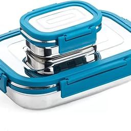 BLLUEX Stainless Steel Airtight Leak-Proof Lunch Box, Light Weight, Easy to Clean, Perfect for Office, School, Picnic & Travelling, Tiffin Box for School Kids 1pcs (Blue)-image-51