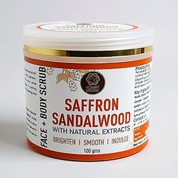 VEDAANT ORGANIC Saffron Sandalwood Face & Body Scrub with Walnut Shells, Niacinamide & Vitamin E | Face & Body Exfoliator for Bright, Smooth & Even-Toned Skin | Daily Use | 100g | Pack of 1-24