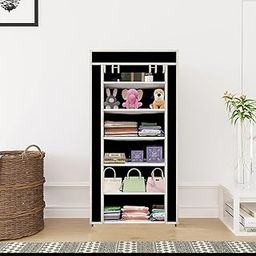GTC 6 Layer Multipurpose Collapsible Almirah Wardrobe with Plastic Frame and Non Woven Fabric Cover Black-17