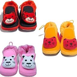 Pack of 3 Teddy Style Baby Booties – Soft Cotton, Smart Denim & Fur, Anti-Skid Winter Shoes for Infants, Boys & Girls, 6-12 Months – Warm, Cozy, and Comfortable First Walker Booties-image-8