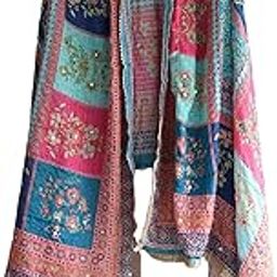 Pakistani Fancy Digital Printed Chinnon Fancy Mirror Work Multi Color 7 Dupatta (2.25 Mtr)-image-41