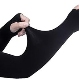AUTOFRILL Arm Sleeves for Men Hand Gloves for Men Skinny fit With Thumb Hole Stretchable Hand Sleeves Arm Sleeves for women (Black 1 Pair)-picture-19