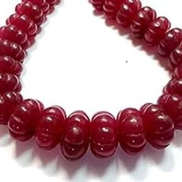8-11MM Natural Red Ruby Quarts Pumpkin Cut Gemstone 19" Adjustable Chain Mala Statement Necklace for Women-image-92