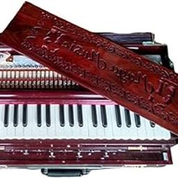MAYA MUSICALS 3 1/2 Octave Professional Quality Box Harmonium with 2 set of Reeds Woodenred-image-0