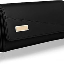 Faux Leather Women's Wallet Hand Clutch | Phone Pocket | 4 Card Pockets (Black)-image-45