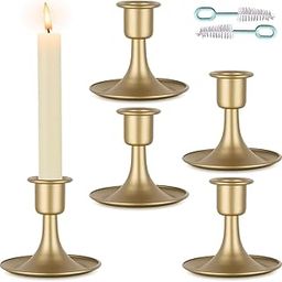 VHYUAH Candle Holder,Candlestick Holders 4PCS,Candle Sticks Holder Decor,Taper Candle Holders for Pillar Candles,Gold Candle Holders for Dinning Table,Fireplace,Wedding and Anniversary Party-image-53