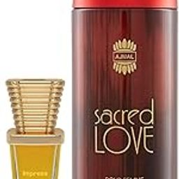 Ajmal Impress Concentrated Perfume Oil Citrus Alcohol-free Attar 10ml for Men and Sacred Love Deodorant Floral Musky Fragrance 200ml for Women FREE-picture-52