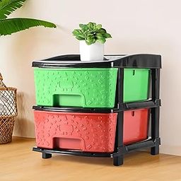Kuber Industries 2-Layer & 19 Ltr Plastic Drawer Storage Organiser | Modular Kitchen & Toy Organizer For Kids Room | Drawers Storage Organizer Rack | Multicolor-67