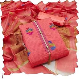Women's Banarasi Jacard Embroidery Work Unstitched Salwar Suit Dress Material With Dupatta - 50024-image-33