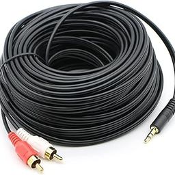 KEBILSHOP 3.5 mm Jack Stereo Audio Aux Male to 2 RCA Male Cable for Smartphone, Black (10 Meter)-image-38
