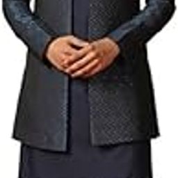 Men's Kurta Indo-Western Sherwani Trouser Set, Multi Jacquard, Woven Design Regular Fit Mandarin Collar Full Sleeves-image-28