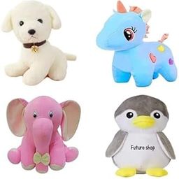 TRISHU Toys HUB Combo of 4 Animals Soft Toy for Kids, Baby Playing Soft Toy Best Stuff Toys for Kids Birthday Gift, Adorable Plush Soft Toys .(Appu, White Dog, Grey Penguien & Blue Unicorn)-image-15
