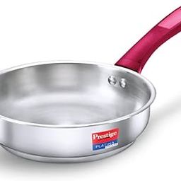Prestige Platina Popular Stainless Steel Gas and Induction Compatible Fry Pan, 240 mm-18