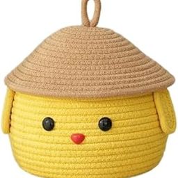 Jutexx Cute Jute Basket with Lid Storage Baskets For Bathroom Living room & Kitchen Organiser box vanity box first aid box (8X5 INCH)-25