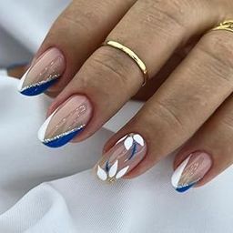 FWS Artificial fake Press On Nails Art Set (Set Of 20) Reusable Nails Extension,BridalNails,Stick-On Nails,Manicure Art Set, AcrylicNails,False Nails,DesignerNails | Nail Glue, Nail file, cuticle pusher, cleaning wipe | Glossy Nude French Floral Shape Oval-image-81