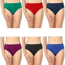 Women's Cotton Plain Panty Comfortable and Colorful Combo - Pack of 6 Multicolor Panties for Womens/Girls-image-41
