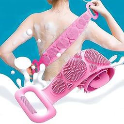 Orgo Dream Silicone Back Scrubber Belt, Double Sided Soft Bristle, Body Exfoliating and Cleaning For Man, Woman (Multi Color)-image-24