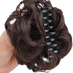 L.K. Brown Colour Hair Bun Extension Wig with Large Brown Clutcher-image-81