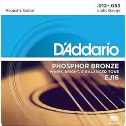 D'Addario EJ16 Phosphor Bronze Acoustic Guitar Strings, Light, 12-53 (2 Pack)-3