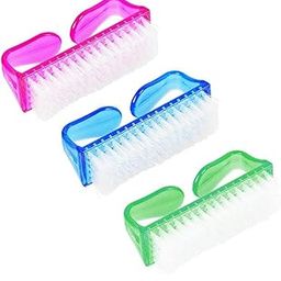 Nail Brush Set 3-Piece Handle Grip - Fingernail Cleaner and Pedicure Scrub Foot Brushes - Toes Cleaning Tool Kit for Manicure and PedicureErgonomic Handle for Easy Grip - Perfect for Nail Care and Beauty Routines (Multi color) (PACK OF 3)-3