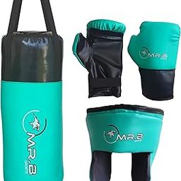 MR.B SPORTS Kids Boxing kit (Filled Punching Bag, Gloves and Headgear, Age 2-9 & 7-13) Years Kid Set for Boxing and Training (C Green Age 7-13 Years)-image-78